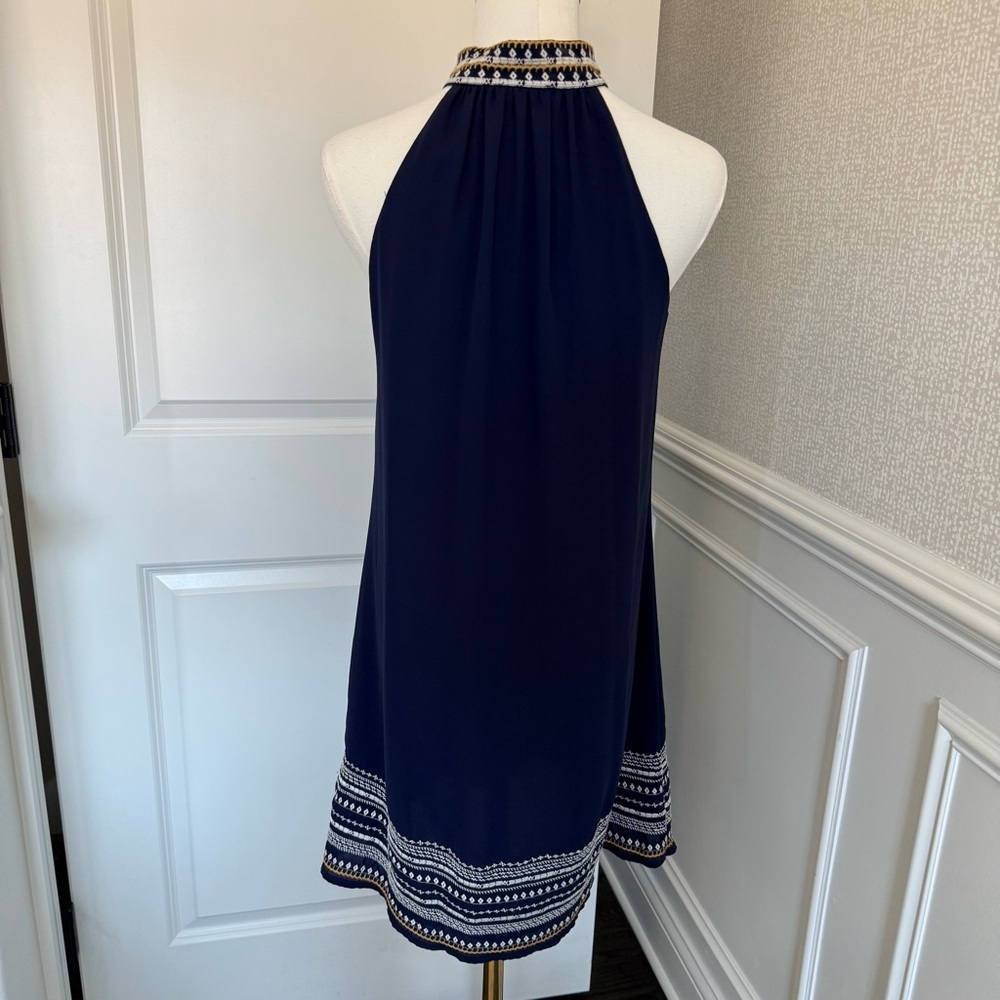 THML Midnight Blue Halter Women’s Dress with Decorative Trim XS - Picture 5 of 8
